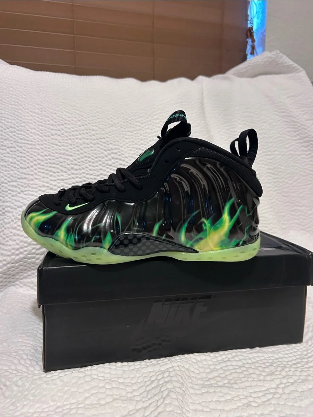 & Other Stories Black Athletic Shoes with Neon Green Flame Accents